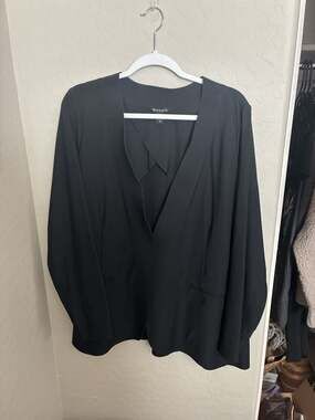 Athleta Avenue Blazer Black Open Front Travel Jacket Size 20